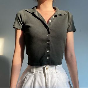 Brandy Forest green crop polo